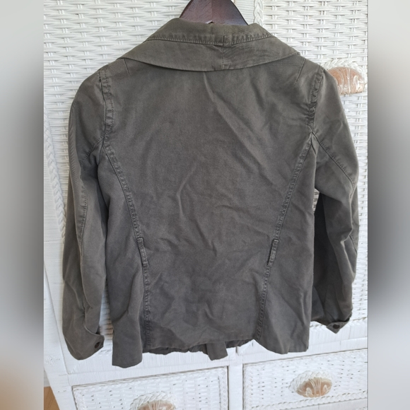 Gap The Utility Jacket Gray LINED Wide Collar Cargo Jacket Belted Petite SP - Picture 2 of 14